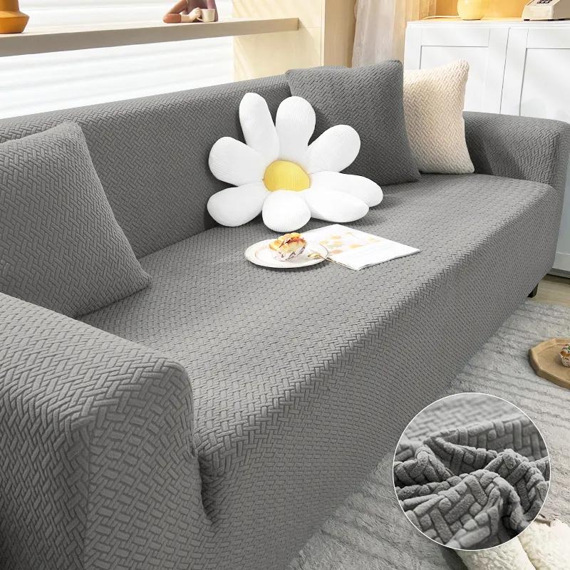 Polar Fleece Fabric Sofa Cover 1/2/3/4 Seater Thick Slipcover Couch Sofacovers Stretch Elastic Cheap Sofa Covers Towel Wrap