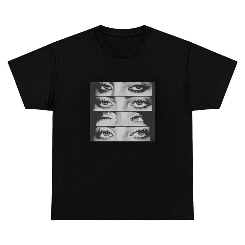 2026 Zomer Unisex Grunge Filmstrip Billie Eilish T-shirt Katoen Ronde Hals Korte Mouw Esthetisch Donkere Muziek Grafisch Casual Top