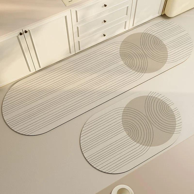 Kitchen Carpet PVC Waterproof Oil-proof Wash-free Wipeable Easy-to-care Floor Mat Oval Long Strip Soft Leather Non-slip Area Rug