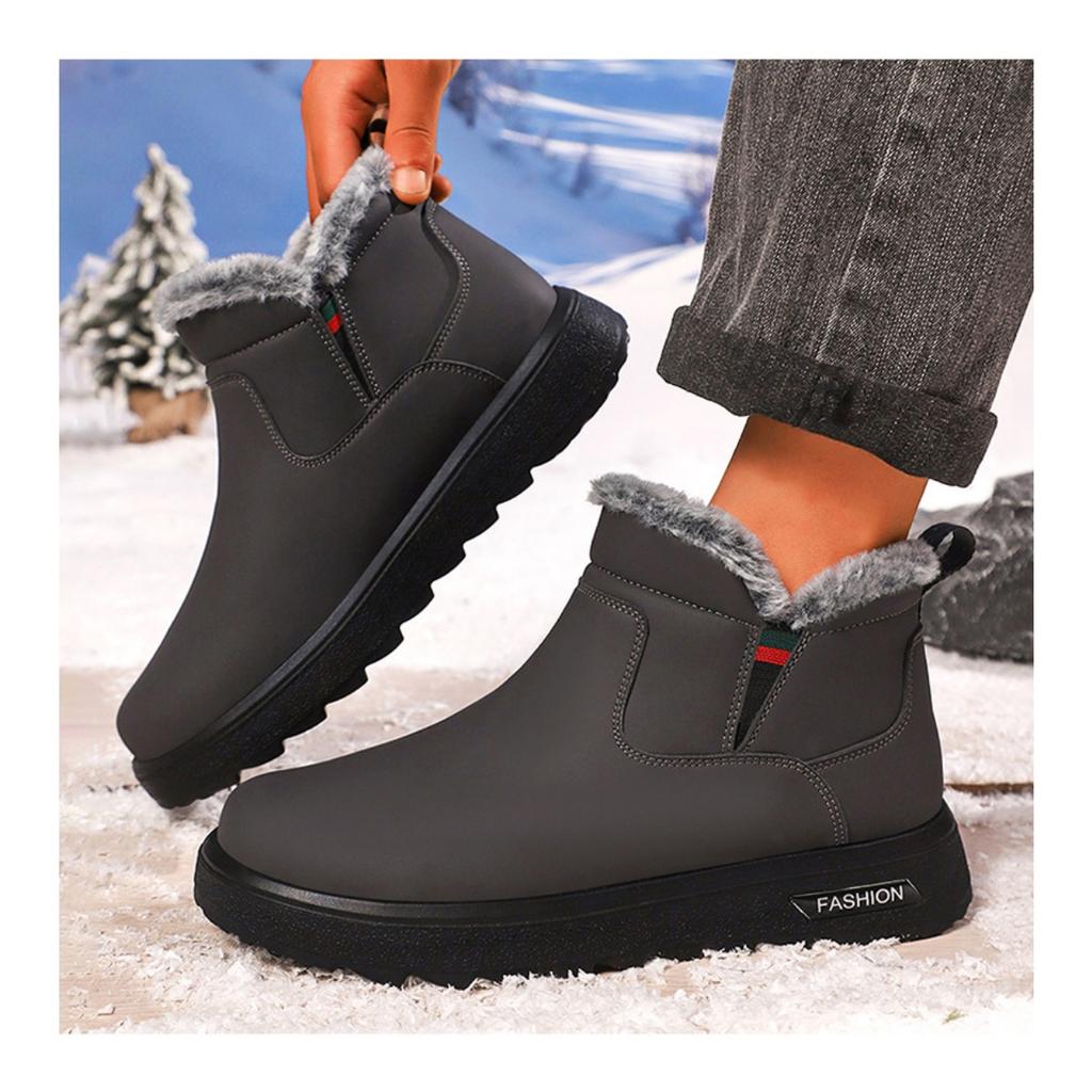 Men's Cotton Shoes with Thick Winter Plush Lining, One Foot Outdoor Anti Slip Snow Boots