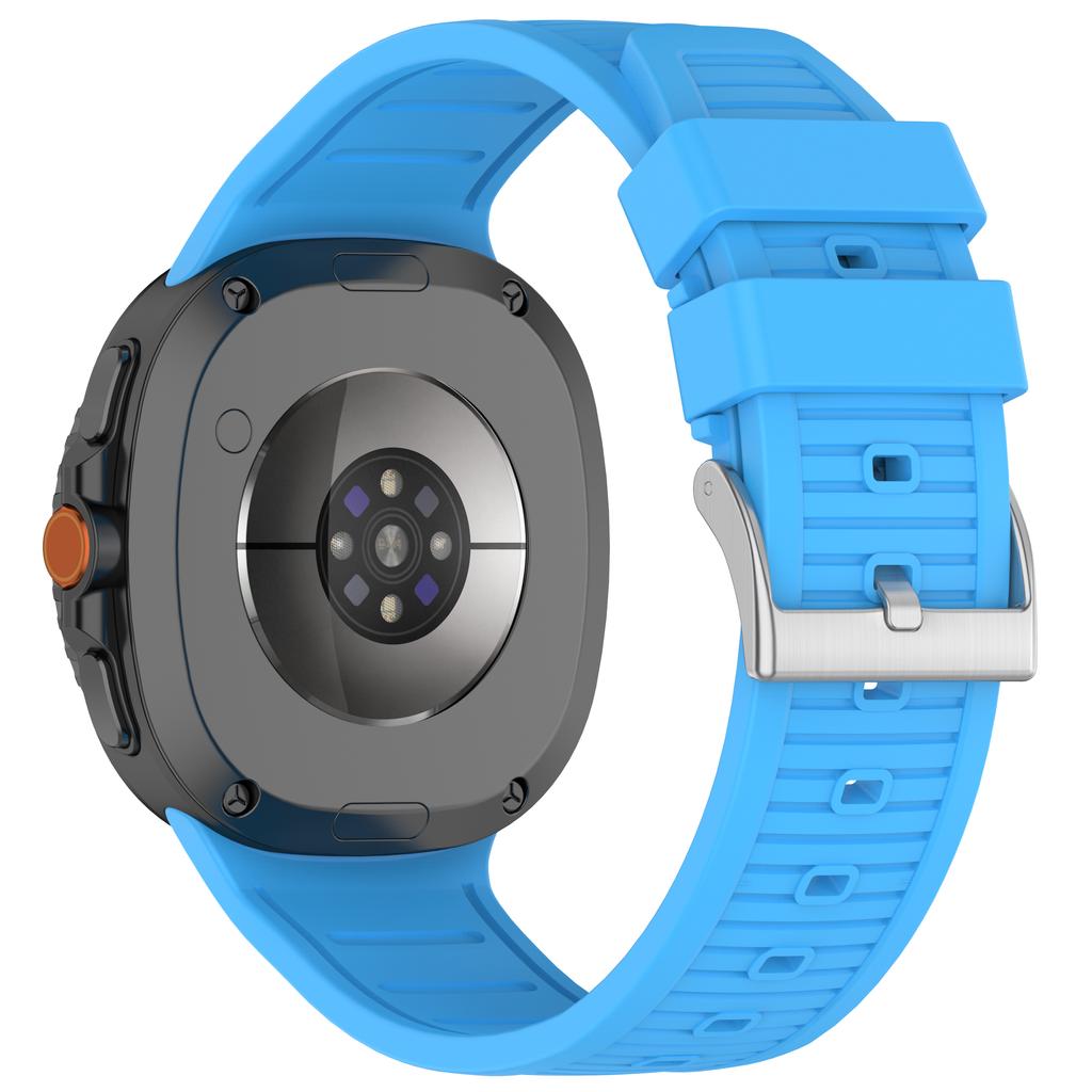 Silicone Watch Band for Samsung Galaxy Watch8 Classic 46mm/Watch8 44mm/40mm Steel Buckle Striped Strap