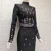 Elegant Rhinestone-Encrusted Bandage Top & Skirt Set