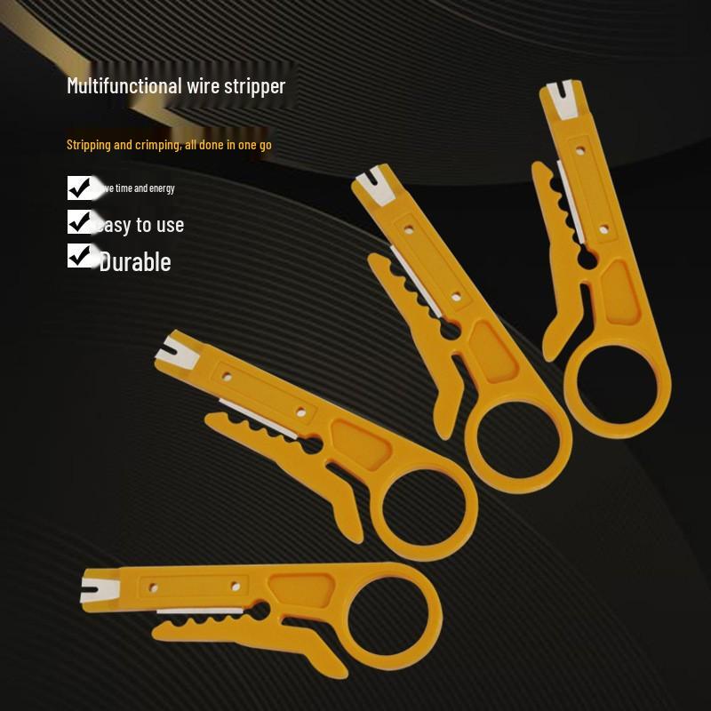 Compact Yellow Wire Stripper & Crimping Tool for Network Cables