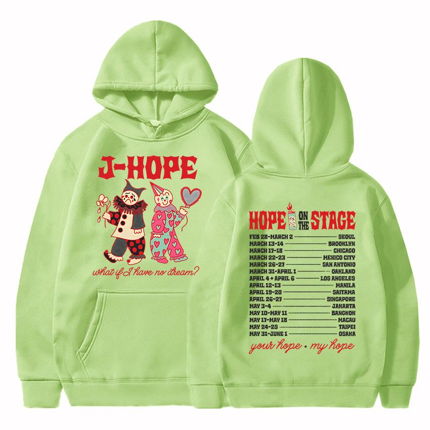 Dámské oblečení J-Hope na turné The Stage 2025 Mikiny s dlouhým rukávem a kapucí Estetické mikiny s potiskem korejského zpěváka