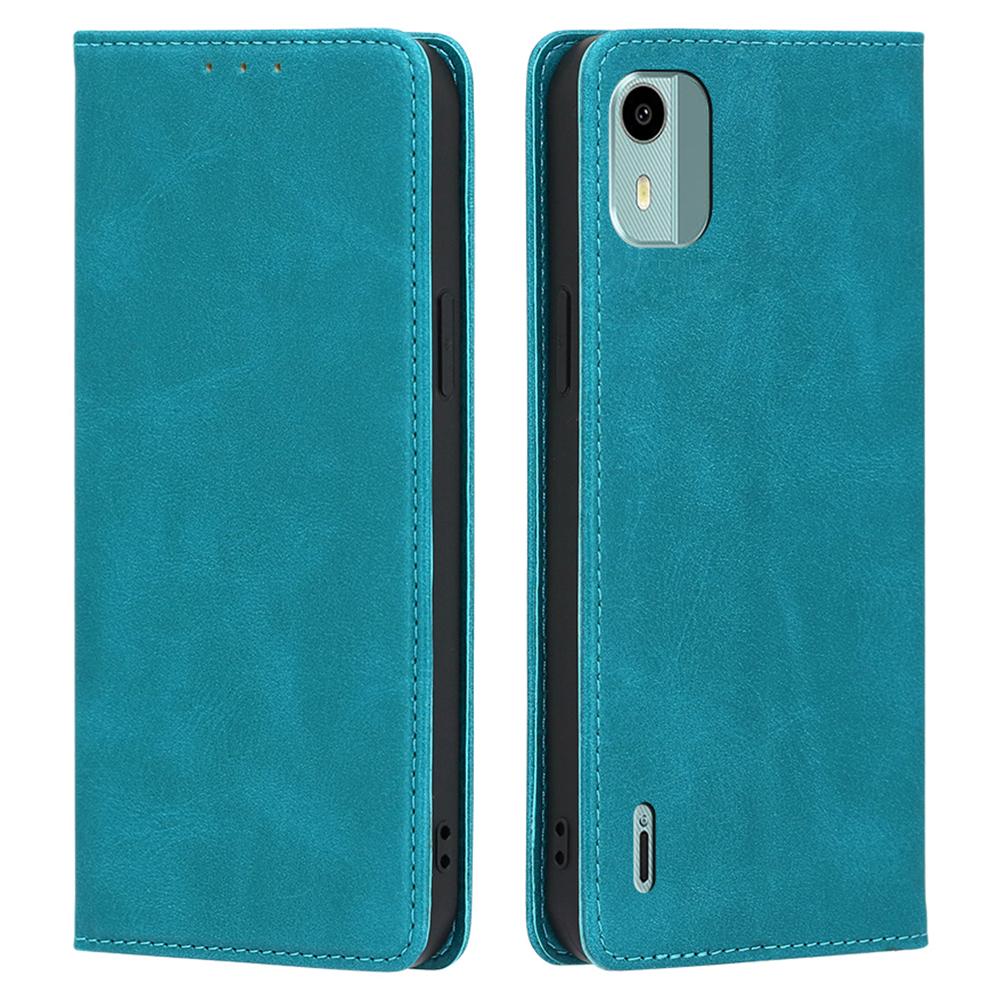 

For Nokia C12 4G/C12 Pro/C12 Plus Magnetic Closing Stand Phone Drop-proof Case PU Leather Wallet Shell Baby Blue