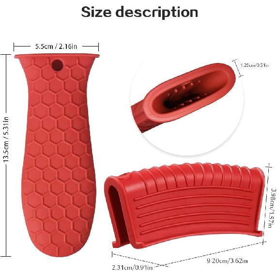 8 Pack Cast Iron Handle Cover, Silicone Hot Handle Holder, Assist Handle Holder, Non-Slip Pot Holder Sleeve, Pot Handle Covers Heat Resistant