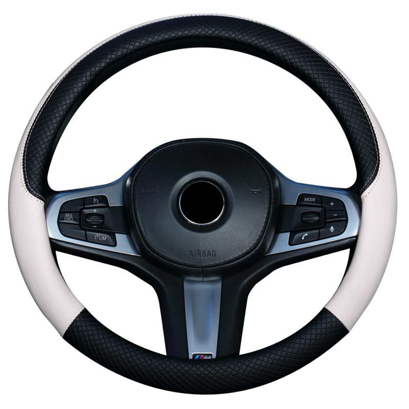 Universal Leather Car Steering Wheel Cover All Season Carbon Fiber Pattern Anti-Slip Protective Handle Gear Inner