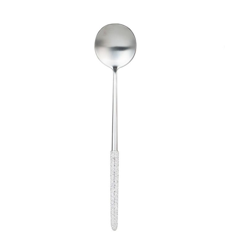 

2PCS Diamond Handle Stainless Steel Spoon Fork Set for Dessert Salad Serving Spoon Fork Flatware Sets Kitchen Tools