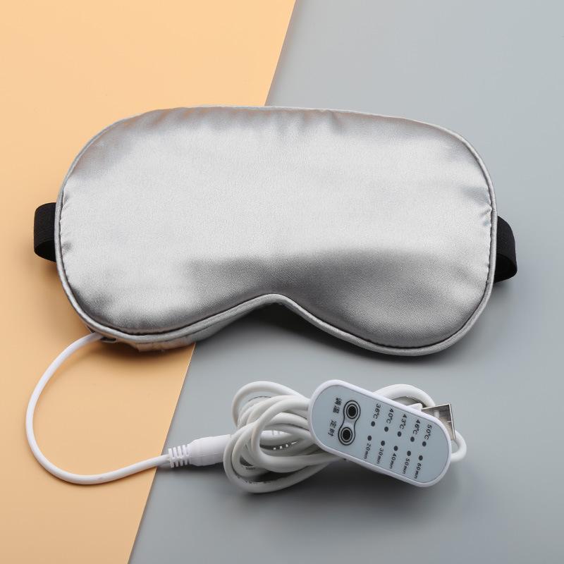 Rechargeable USB Faux Silk Eye Mask with Aroma Bag - Light Blocking, Hot Compress, Relieves Eye Fatigue, Breathable and Soothing for Women.