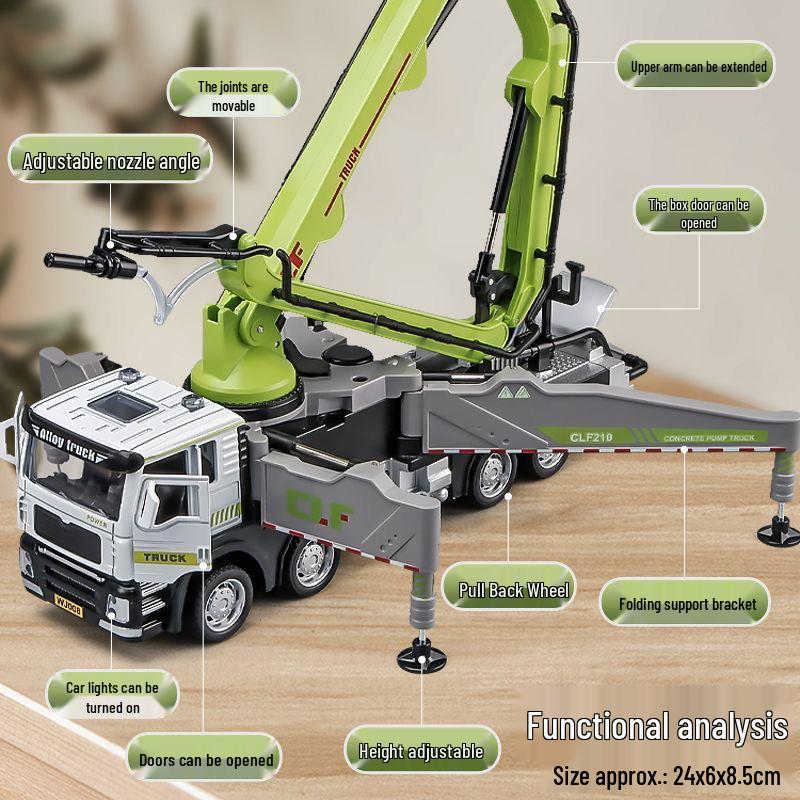 Alloy Concrete & Fire Water Pump Truck Model Toy with Spray Function