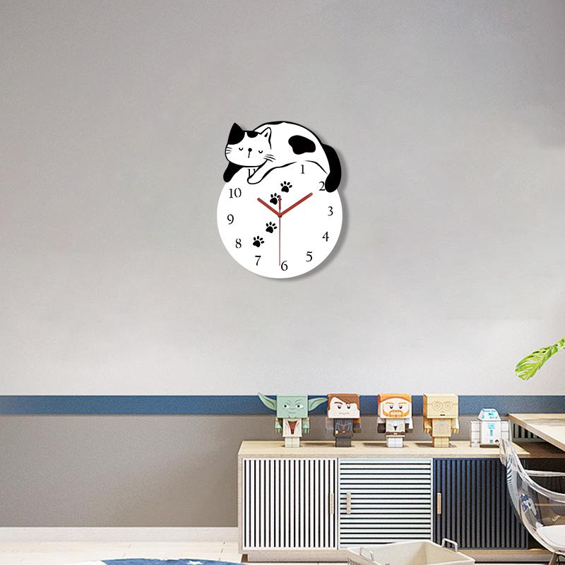 Lazy Kitten Hanging Clock Creative and Cute Cat Design Quiet Clock Living Room Bedroom Study Wall Decoration
