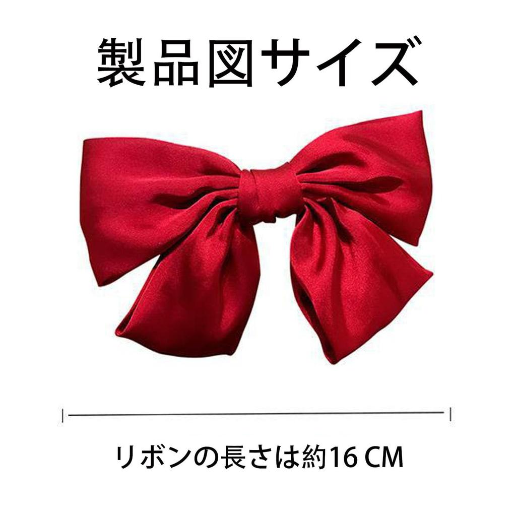 LUYING Ribbon Hair Accessory, Large, Black and Red, Cute, Elegant, Stylish Hair Clip, Popular Big Ribbon, Handmade Clip, Dark Sake Red Ribbon
