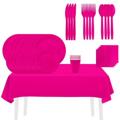 Factory Direct Sales Rose Red Theme Party Decoration Supplies Thickened Disposable Paper Plate Paper Cup Paper Towel Set