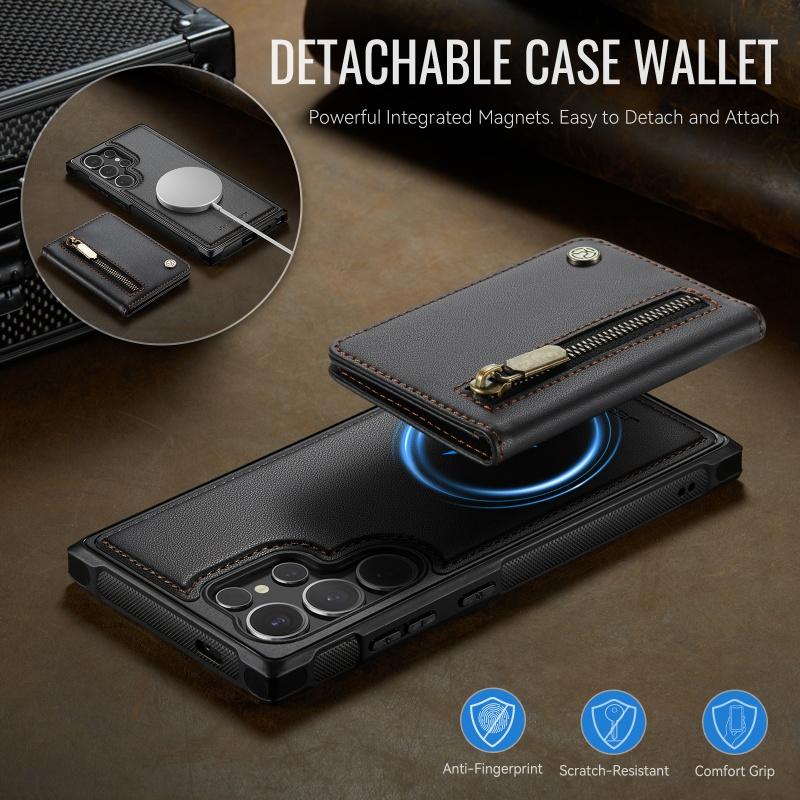 2 In 1 Magnetic Detachable Zipper Wallet Case For Samsung Galaxy S25 Ultra Edge S20 S21 S22 S23 FE S24 Plus Luxury Leather Cover