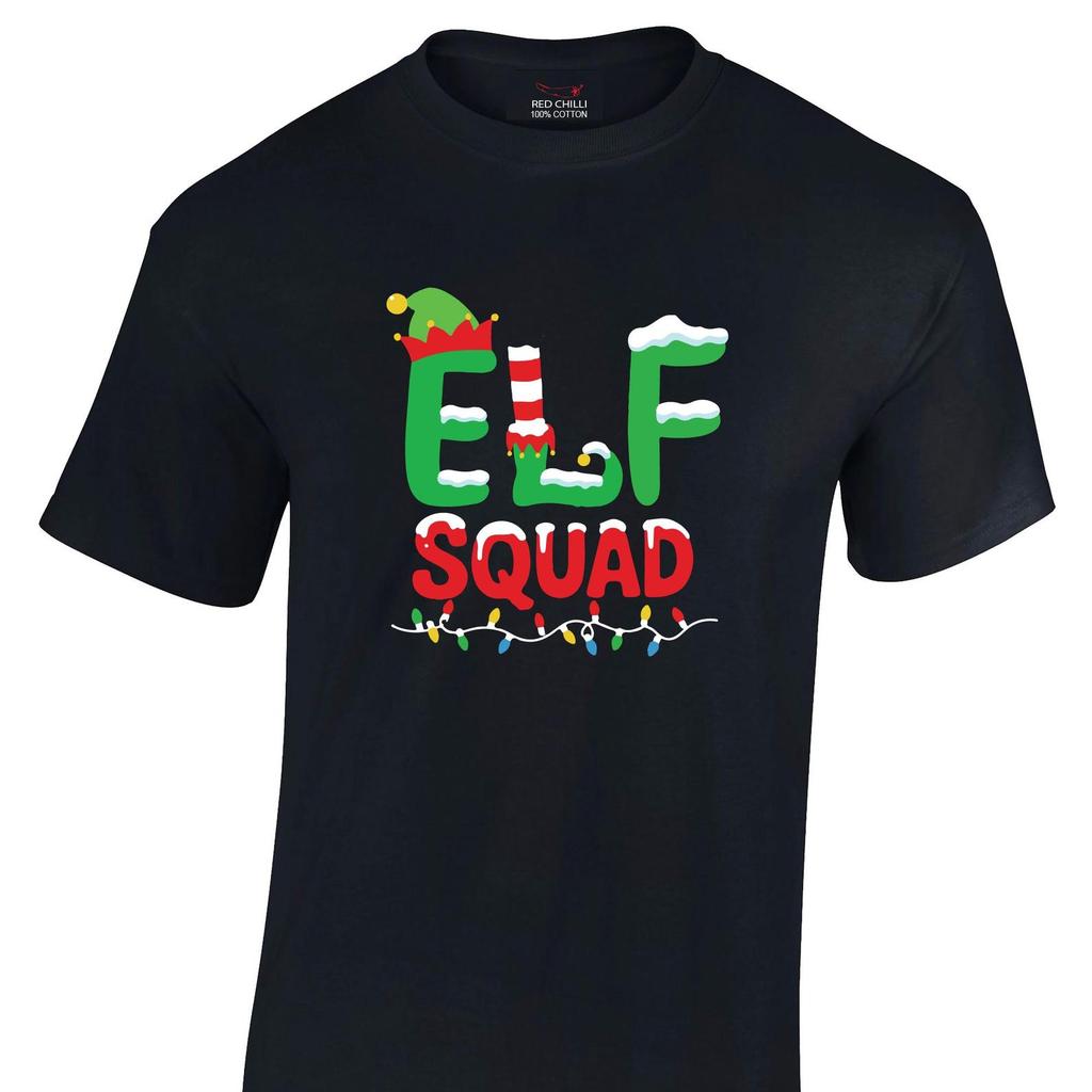 Elf Squad Printed Christmas T-shirt Family Matching T-shirts