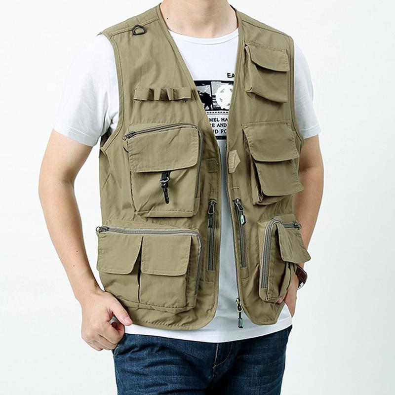 

Мужской карманный жилет для рыбалки и отдыха на природе летняя куртка для путешествий большого размера XXL хаки