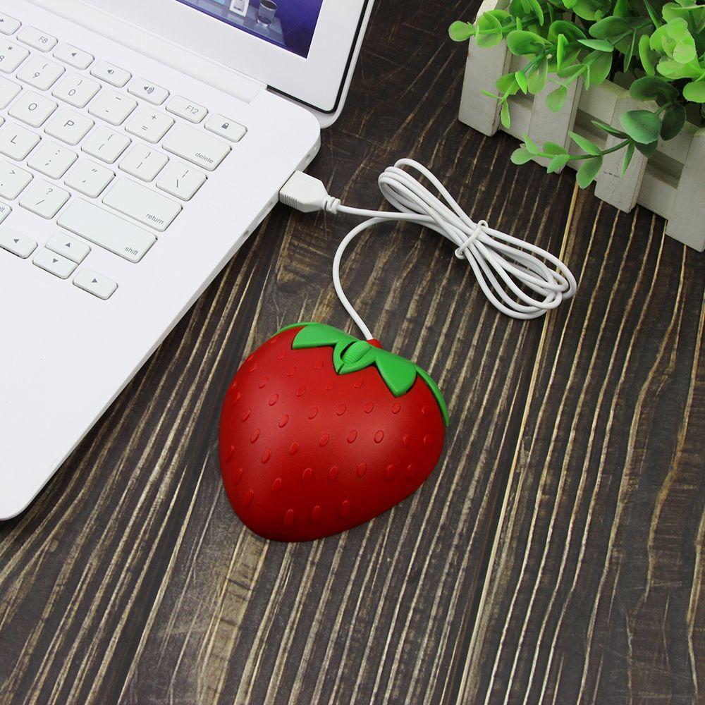 

PC Ergonomic 800DPI Computer Peripherals 3D Strawberry Mause USB Optical Computer Mice Wired Mouse червоний