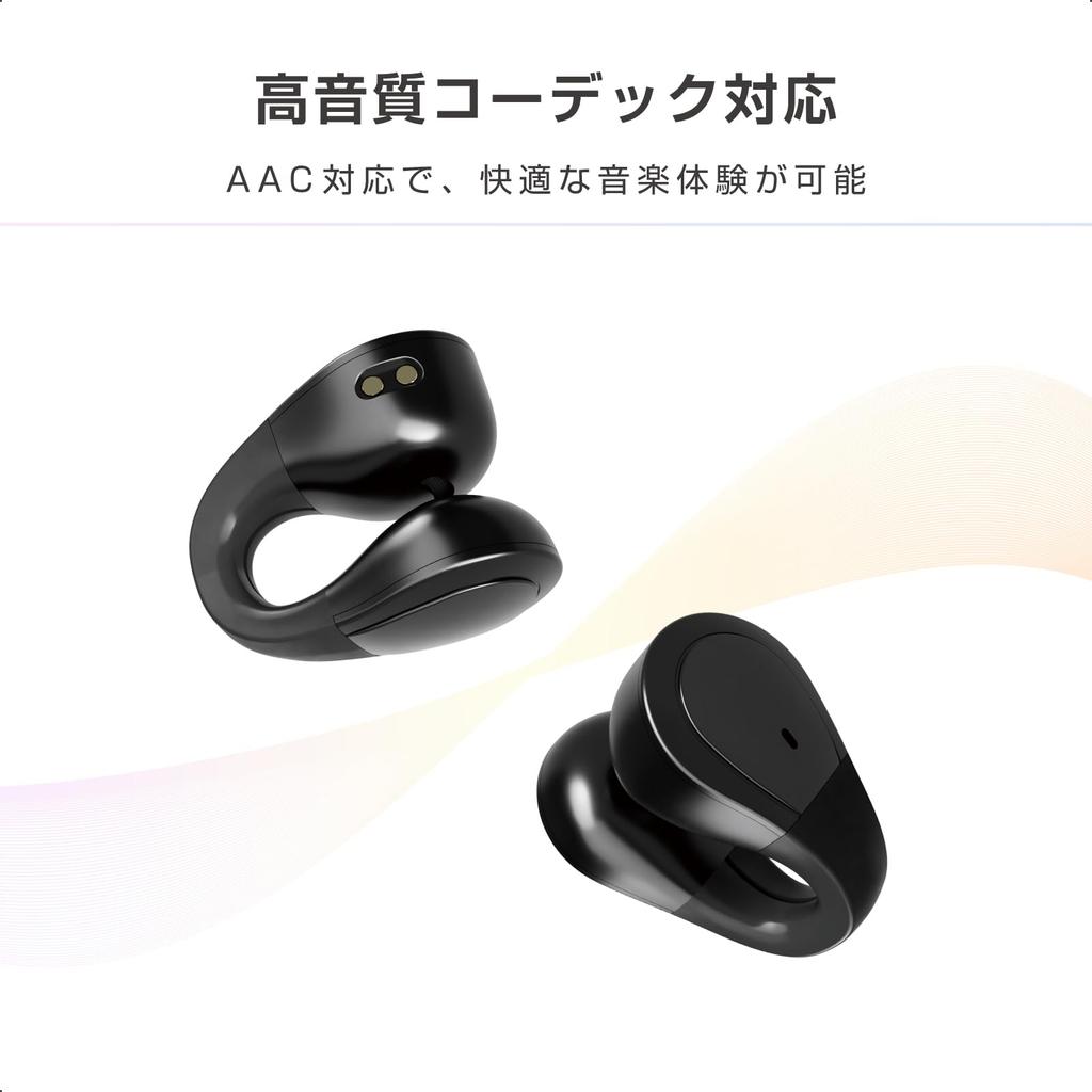 Kashimura Open-Ear Wireless Earphones Ear Cuff Style Ambient Sound AAC Call Support BL-139 Black