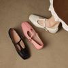 New four-season wear one-pedal single shoes square head low heel large and small size women's shoes foot cover solid color casual square heel s