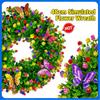 Handcrafted Artificial Eucalyptus Wreath with Butterfly Flower Faux Leaf Plastic Wreath for Farmhouse Party Holiday Home Wall