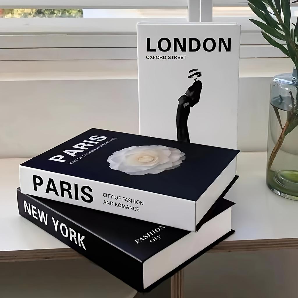 3er-Set Hardcover-Bücher im Faux-Look – Papiermaterial, schicke Wohndekoration für Wohnzimmer und Schlafzimmer, moderne dekorative Buchornamente,