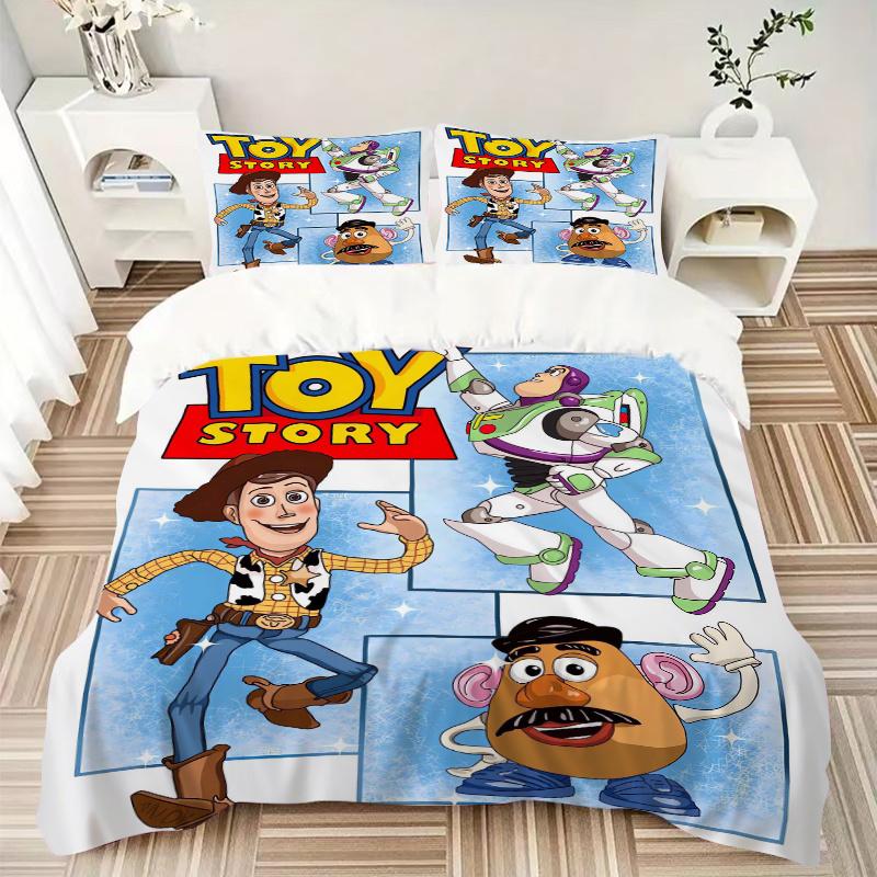 3pcs Toy Story Characters Quilt Cover Set - Soft and Cozy Bedroom, Guest Room and Dorm Decorative Bedding 3-Piece Set 1 Quilt Cover + 2 Pillow Sh