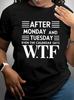 Nach Montag und Dienstag sagt sogar der Kalender WTF Damen T-Shirt Lustige Grafik Lässiges Schwarzes Oberteil