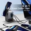 105W Dual einziehbares Kabel Schreibtischladegerät, 2-in-1 magnetisches kabelloses Ladegerät USB-C Blindstecker 65W LED-Anzeige Multi-Port GaN Schnellladestation