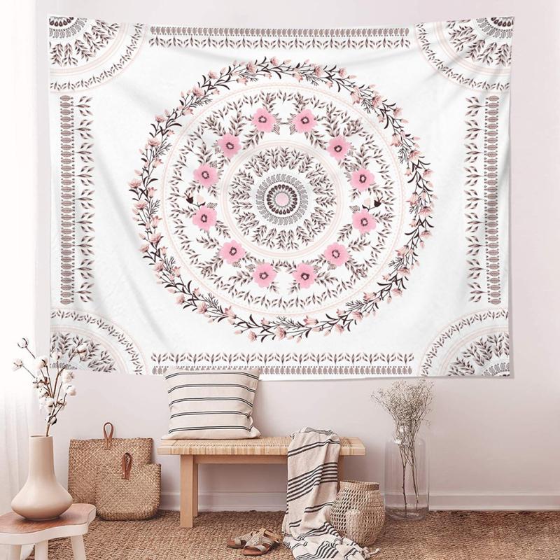 Boho Floral Rectangle Wall Tapestry Hanging Background Cloth Mandala Wall Art For Bedroom Decor