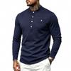 Men S Long Sleeve Henley T Shirt With Chest Pocket Casual Top