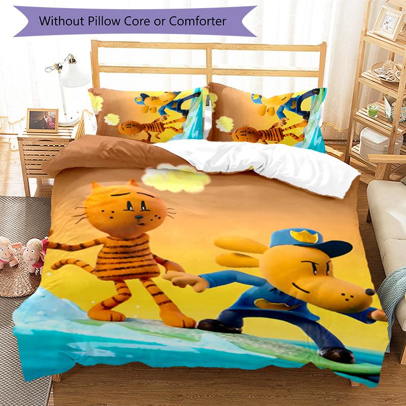 Dog Man 3pcs Bedding Set Duvet Cover Closure Includes 1 Duvet Cover & 2 Pillowcases for All Seasons Bedroom Home Dorm Decor