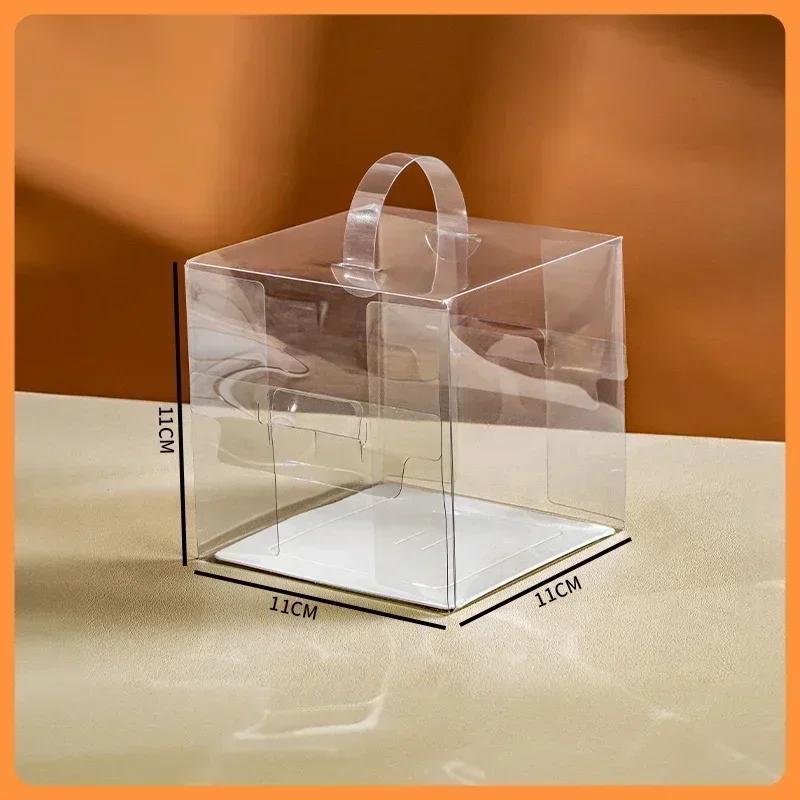 10piece Transparent Handheld Cake Box 2-inch 3-inch Square Pastry And Puff Packaging Boxs Dessert Baking Pastry Mini Portable Bo