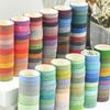 48 Rolls Seasonal Rainbow Grid Washi Tape Set Aesthetic Pastel Color Decorative Masking Washi Tape Solid & Grid Pattern