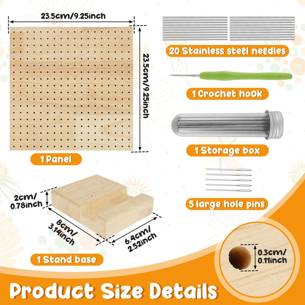 Wood Crochet Blocking Board Kit With Stainless Steel Rod Pins For Knitting Granny Squares Crochet Board Crafting Lovers Gifts