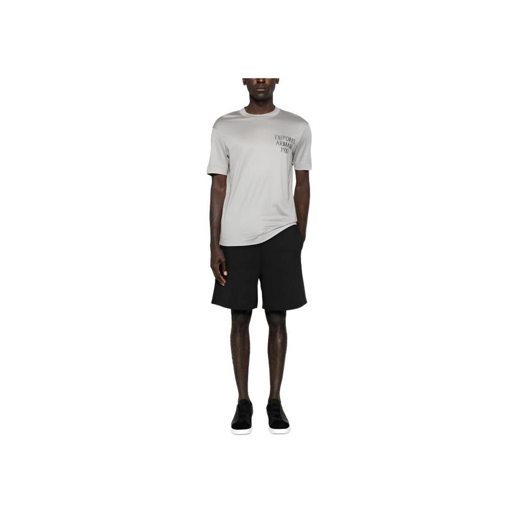 Emporio Armani Logo Letter Print Crew Neck Short Sleeve T-Shirt Men Tops Gray 3D1TA2-1JUVZ-06H2