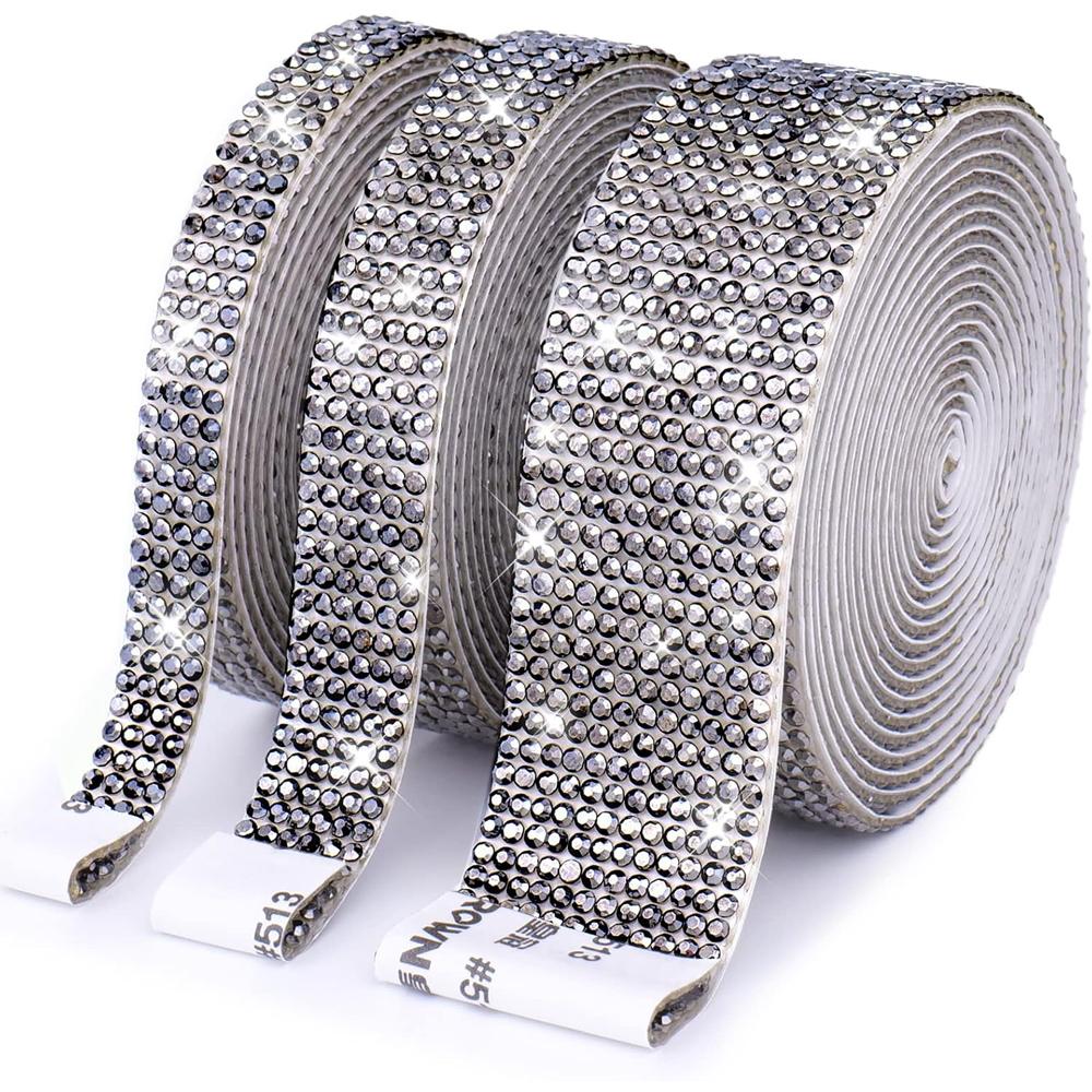1/5/10Yards Self Adhesive Rhinestone Ribbon Bling Crystal Diamond Ribbon Roll Wrap Glittering Rhinestones Sticker for Decoration