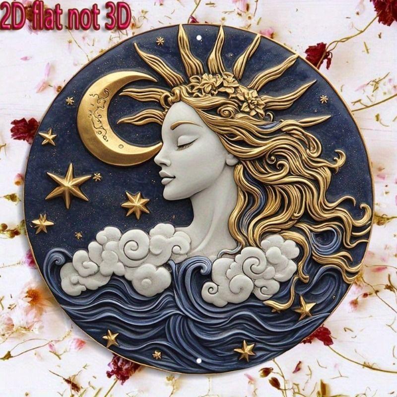 Round Retro Tin Sign Metal Wall Art 20x20cm for Living Room Balcony Home Decor
