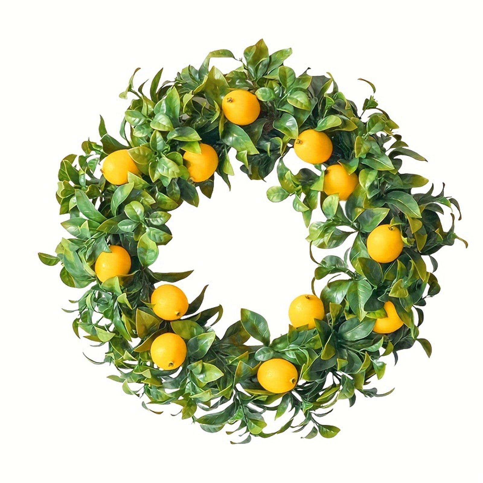 

Искусственный лимонный венок, летний весенний венок для входной двери, фермерского дома, свадебного сада, внутреннего и наружного декора