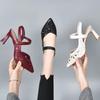  sapatos femininas women fashion mesh breathable wine red stiletto heel shoes lady casual elegant black pumps ab373