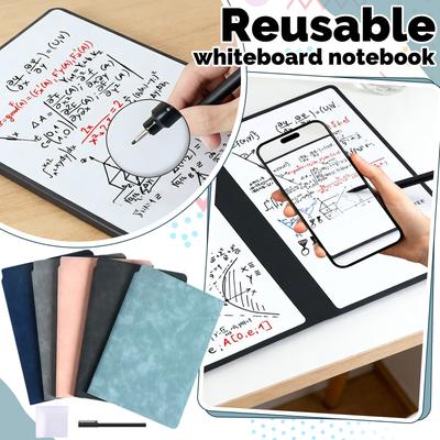 Reusable Whiteboard Notebook, A5 Erasable Smart Notebook, Portable Sketchbook With Wipe Cloth And Writing Pen For Students Kids Teacher 5ml