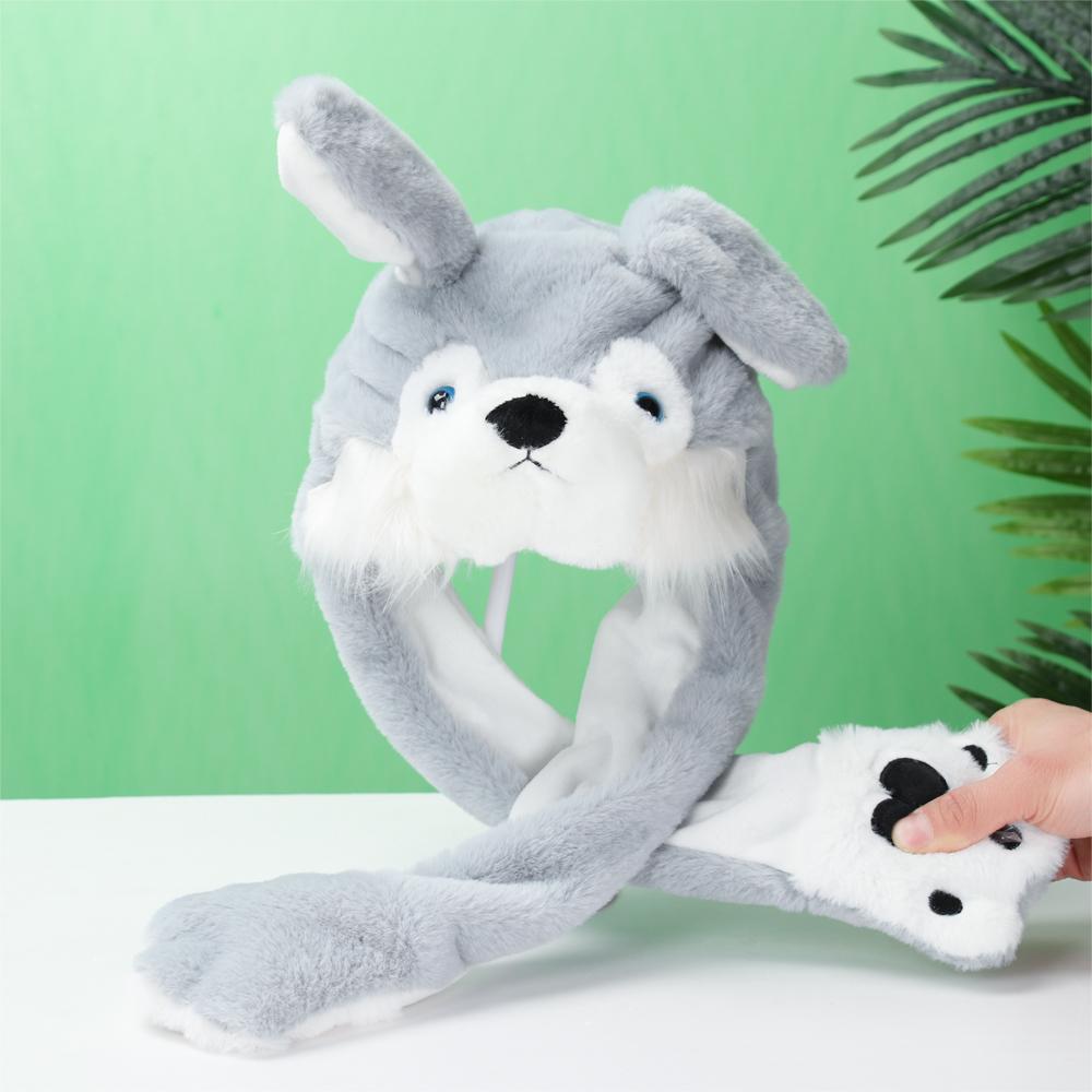 Cute Warm Soft Plush Funny Cap Animals Ear Hat Rabbit Pinch Airbag