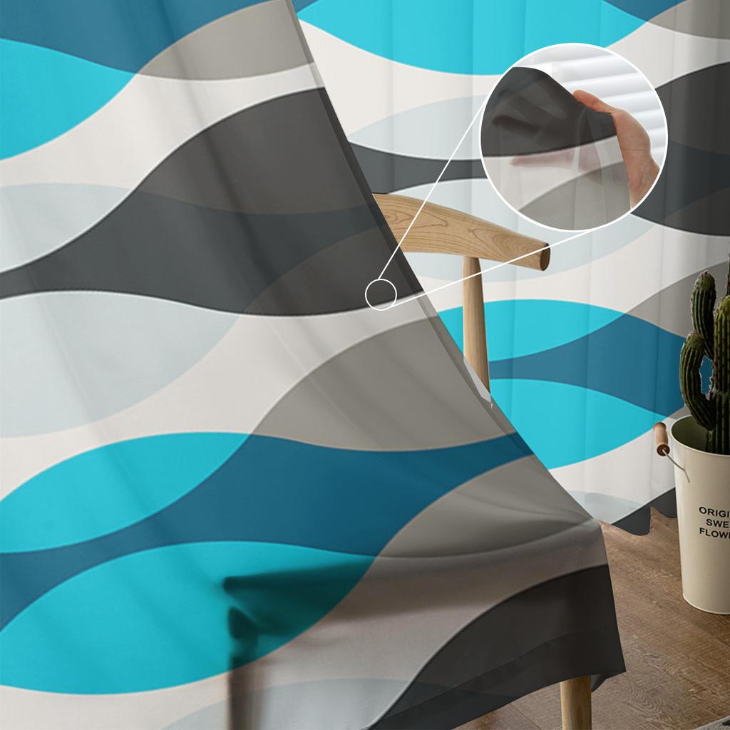 Droplet Shape Geometric Ripple Water Grey Voile Sheer Curtains Living Room Window Tulle Curtain Kitchen Bedroom Home Decor
