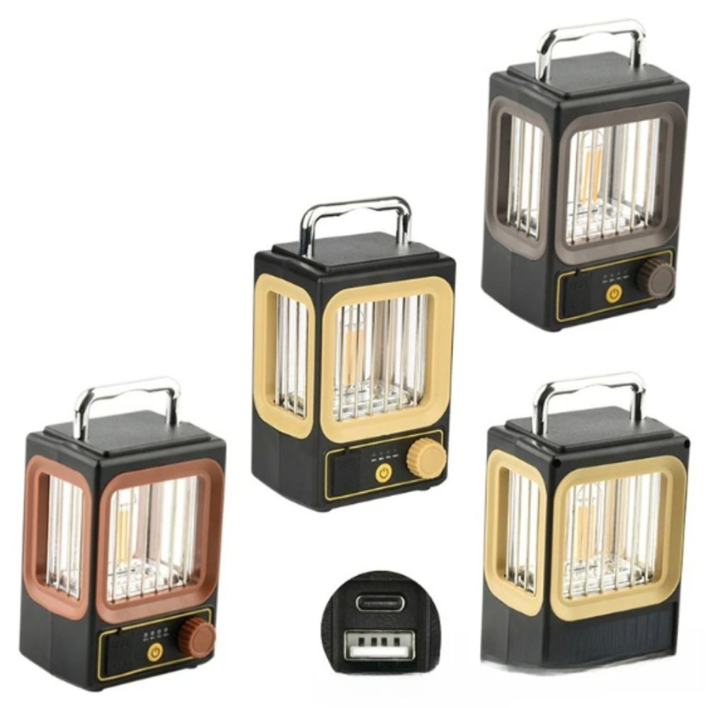 Stepless Dimming Solar Garden Lamp Rechargeable Battery Waterproof Design Portable Hanging Light Handheld Operation