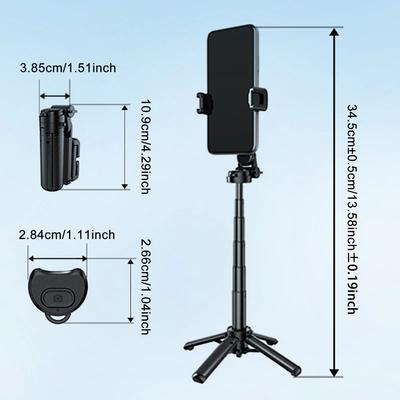 Portable Selfie Stick with BT Remote, Desktop Tripod Stand, Retractable Handheld Selfie Stick for Phone, Travel Friendly