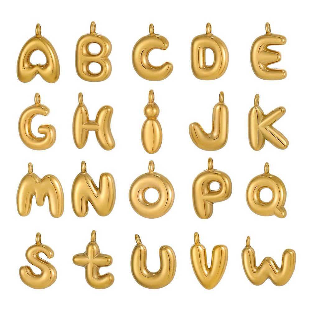 CARLIDANA Stainless Steel Gold Plated Alphabet 26 Letters Name Jewelry Mini Minimalist Bubble Initial Pendants for Necklace DIY
