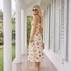 Ärmelloses gestreiftes Sommerkleid für Damen mit verstellbaren Spaghettiträgern und gerafftem Oberteil für Freizeit oder Alltag