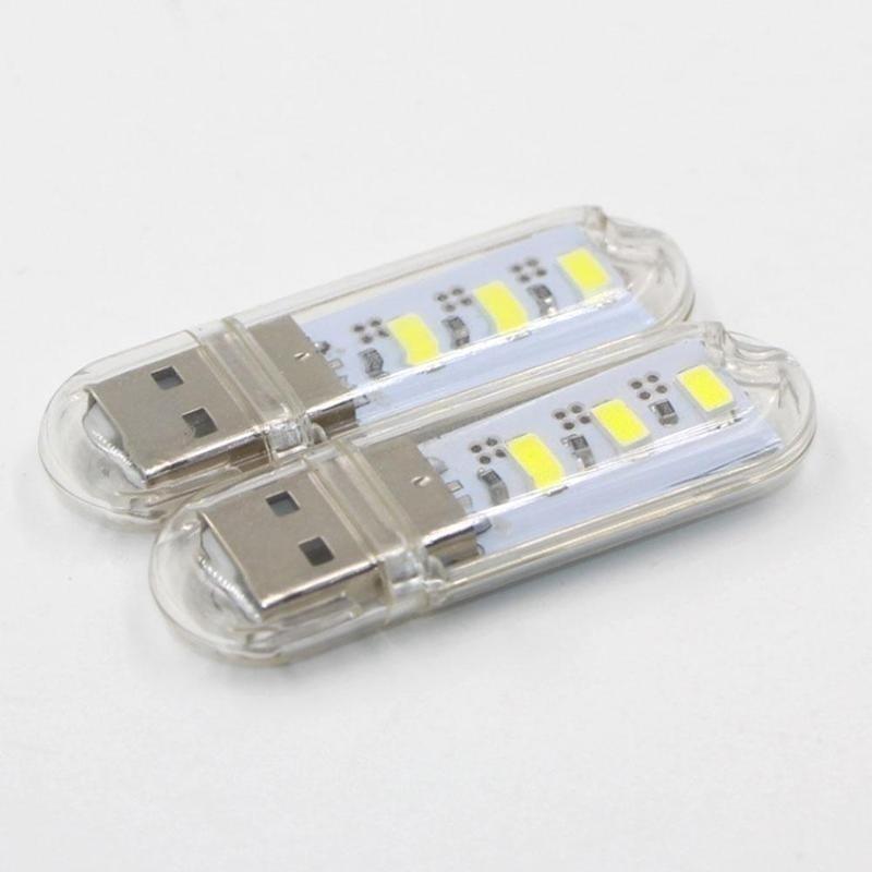 2/PCS Mini Portable Bright 3 LED Night Light USB Lamp for PC Laptop Reading 5730 SMD