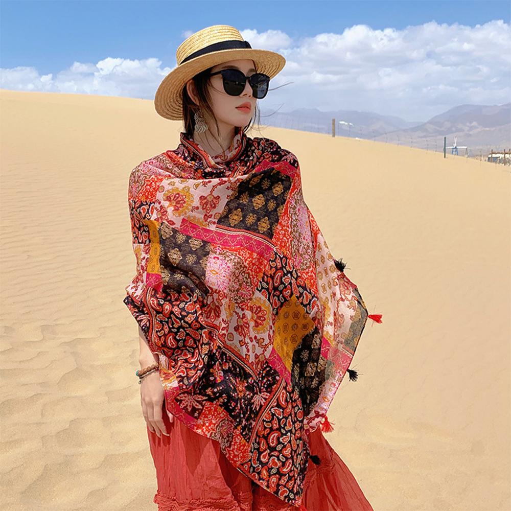 Big Size Tassel Shawl Breathable Muslim Headband Casual Beach Long Scarf  For Woman Fashion