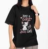 Just A Girl Who Loves Cats T Shirt Cute Cat Lover Graphic Tee Gift for Her