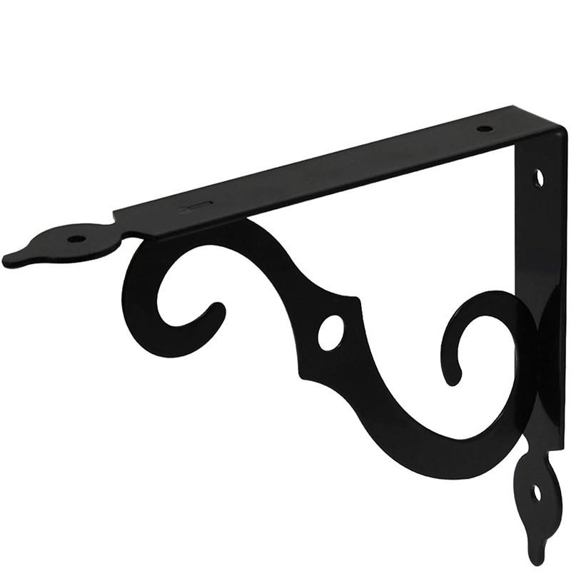 European Style Wrought Iron Triangle Shelf Bracket - Heavy Duty Right Angle Support